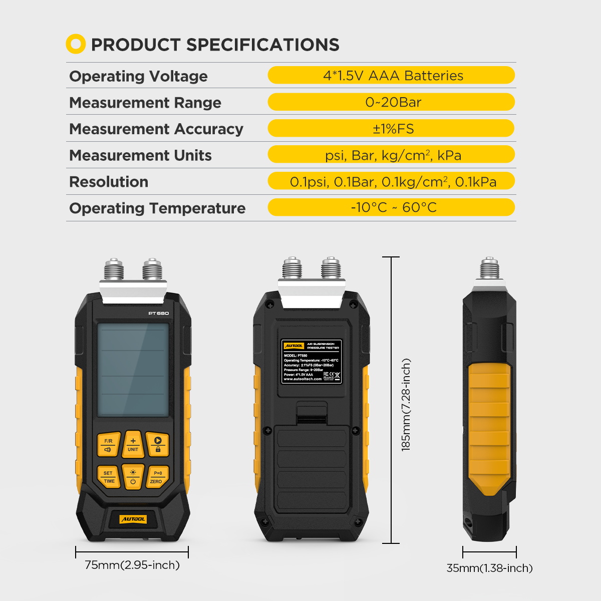 AUTOOL PT680 Air Suspension Pressure Tester