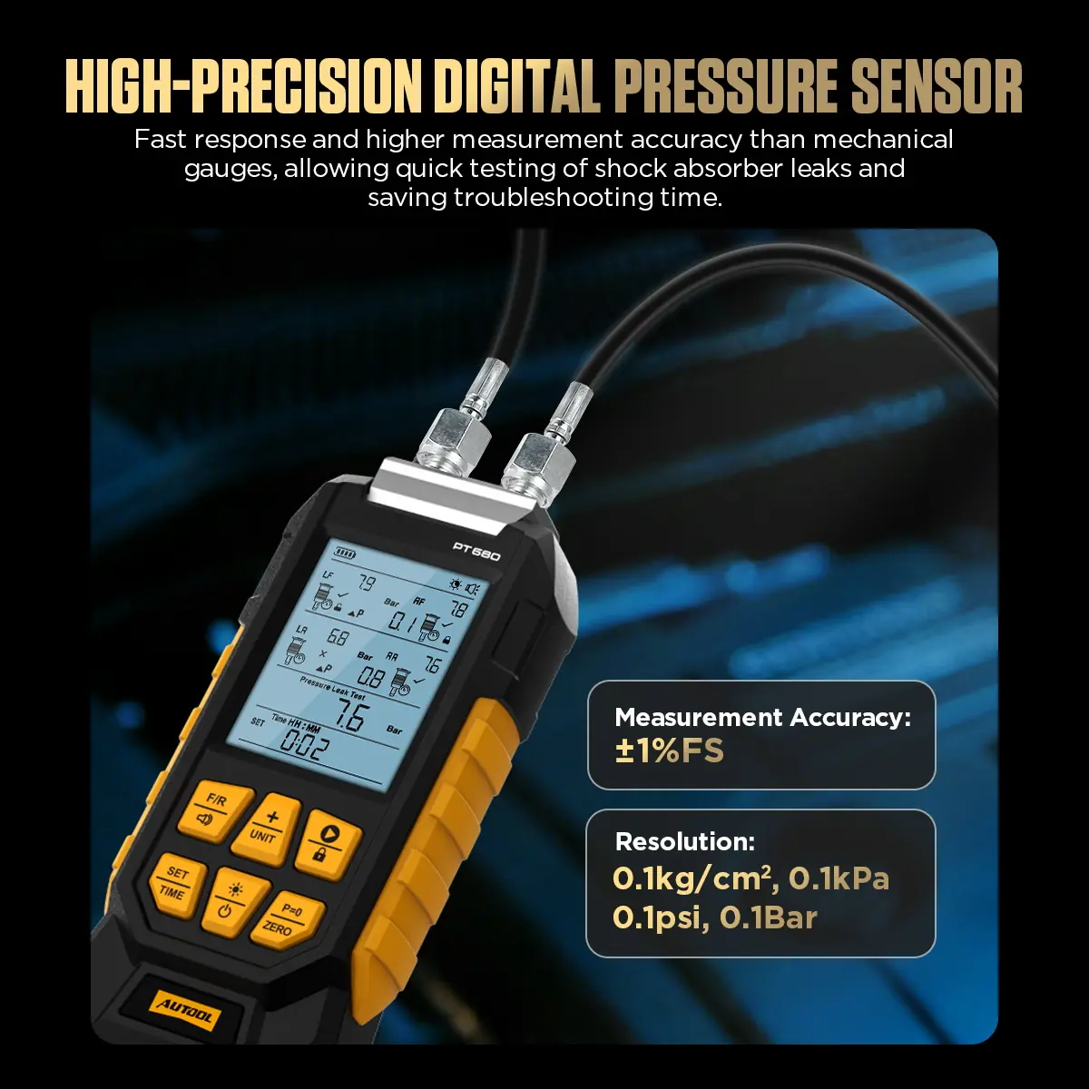 AUTOOL PT680 high precision digital pressure sensor display