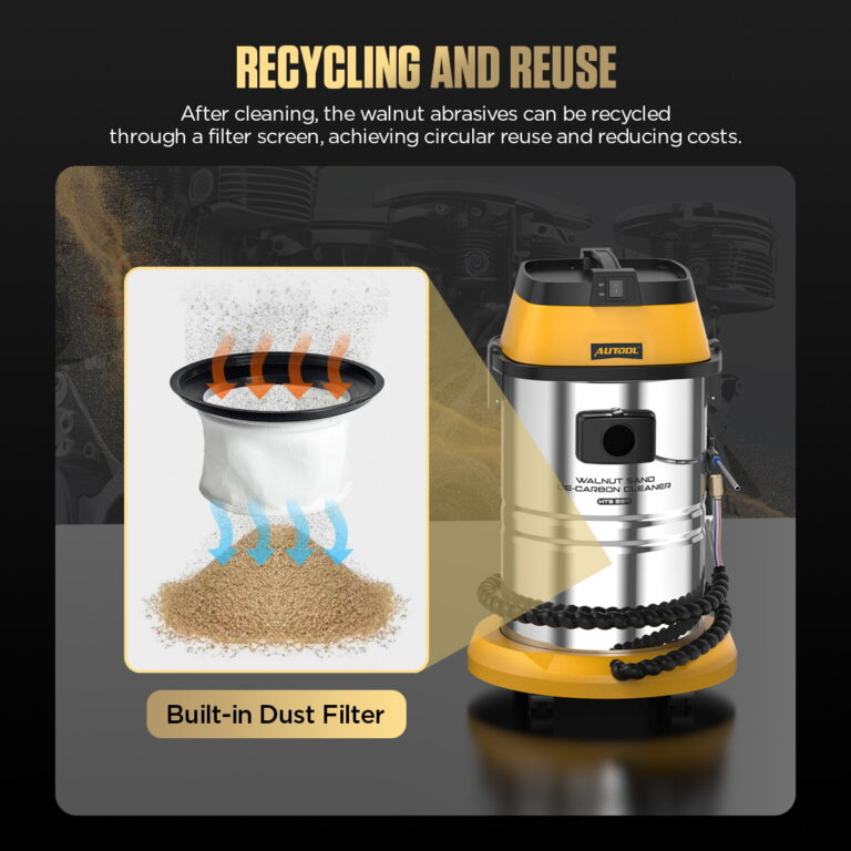 AUTOOL HTS559 walnut abrasive recycling and built-in filtration system