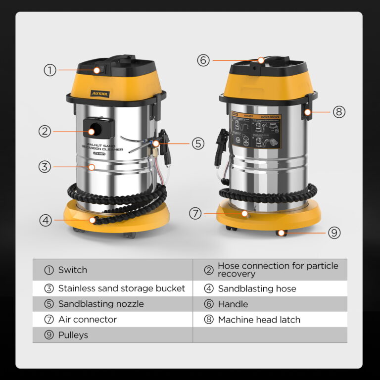 AUTOOL HTS559 walnut sand carbon cleaner parts and components diagram