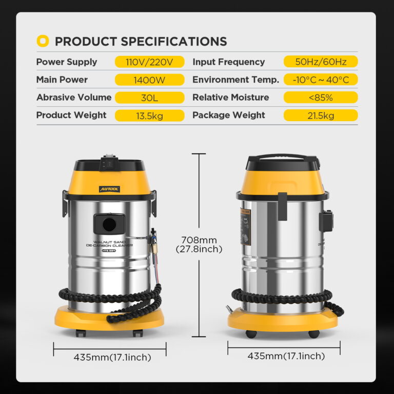 AUTOOL HTS559 walnut blaster specifications dimensions and power rating