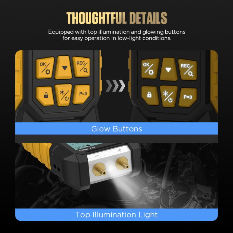 AUTOOL PT530 illuminated buttons and top work light for low-light use