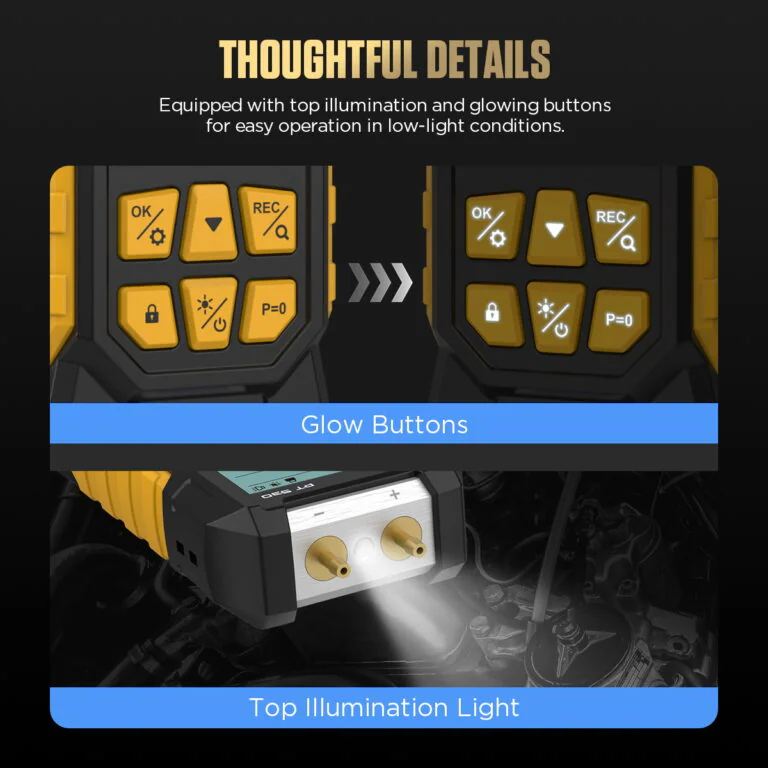AUTOOL PT530 illuminated buttons and top work light for low-light use