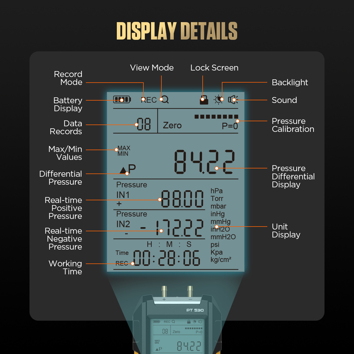 AUTOOL PT530 screen and interface introduction image