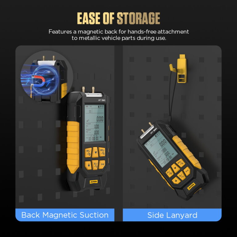 AUTOOL PT530 magnetic back and side lanyard storage design