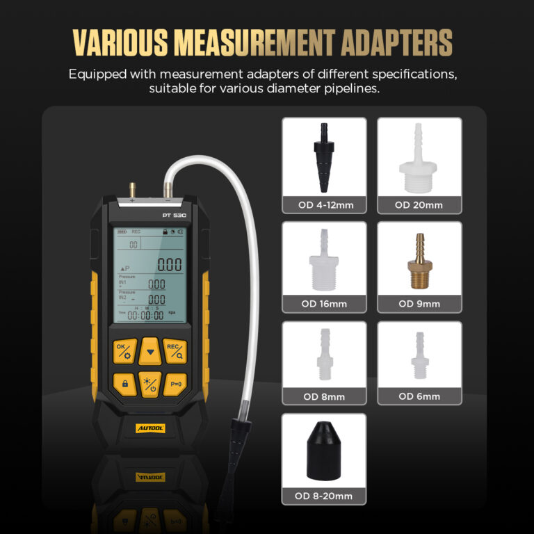 AUTOOL PT530 pressure measurement adapters in multiple sizes