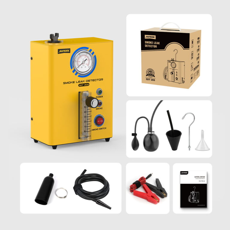 AUTOOL SDT203 automotive smoke tester package contents and accessories