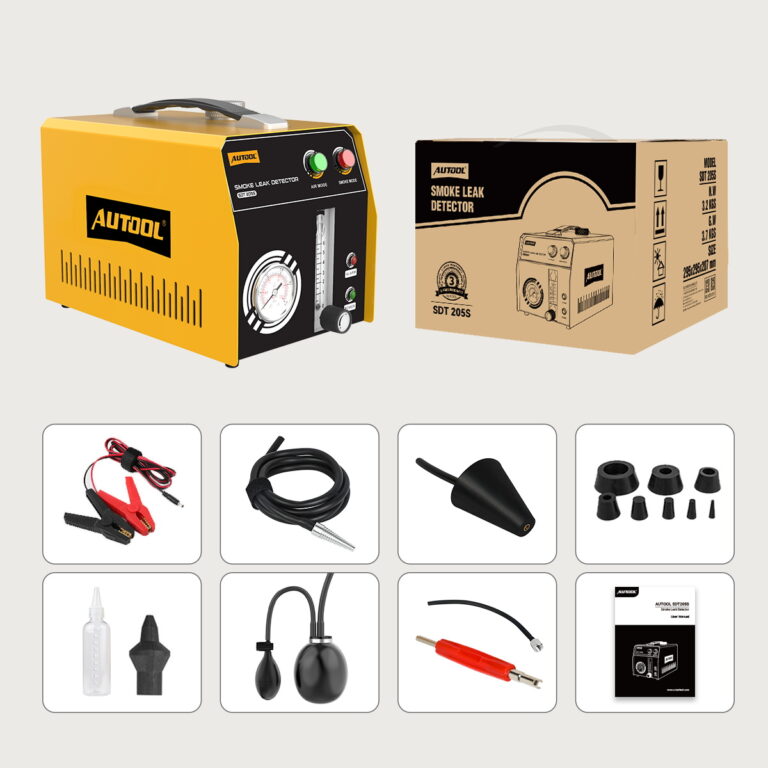 AUTOOL SDT205S automotive smoke leak detector package contents
