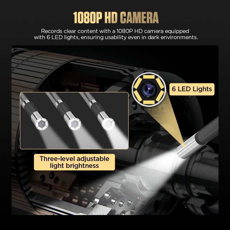 AUTOOL SVB308 1080p camera with six adjustable LED inspection lights