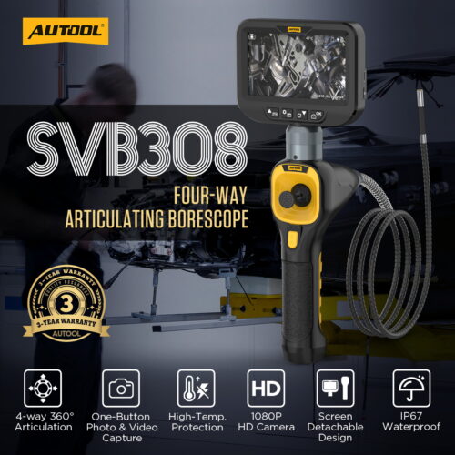 AUTOOL SVB308 360-degree four-way articulating automotive borescope overview