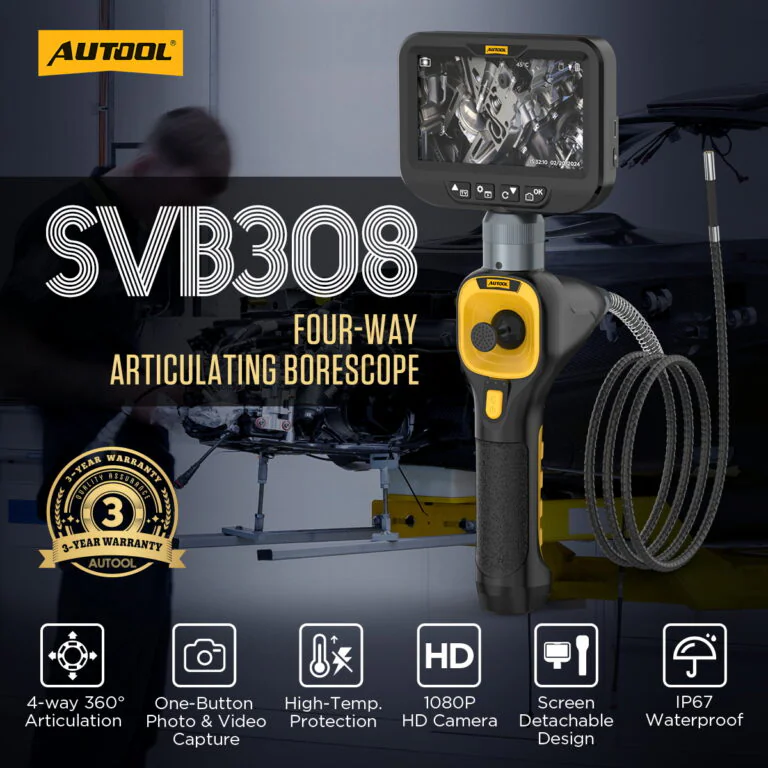 AUTOOL SVB308 360-degree four-way articulating automotive borescope overview