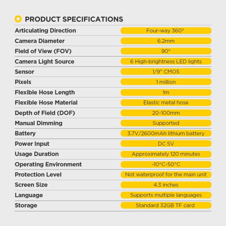 AUTOOL SVB308 automotive borescope product specifications