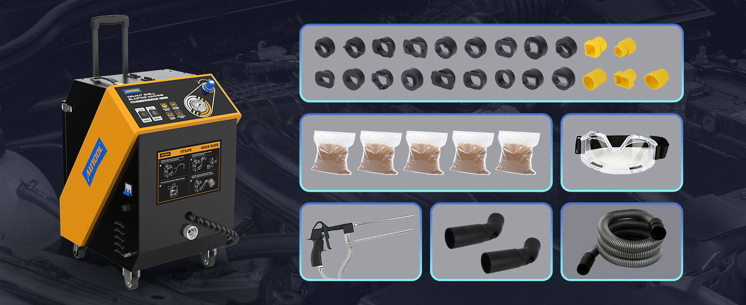 AUTOOL HTS678 package contents, adapter set and accessory layout