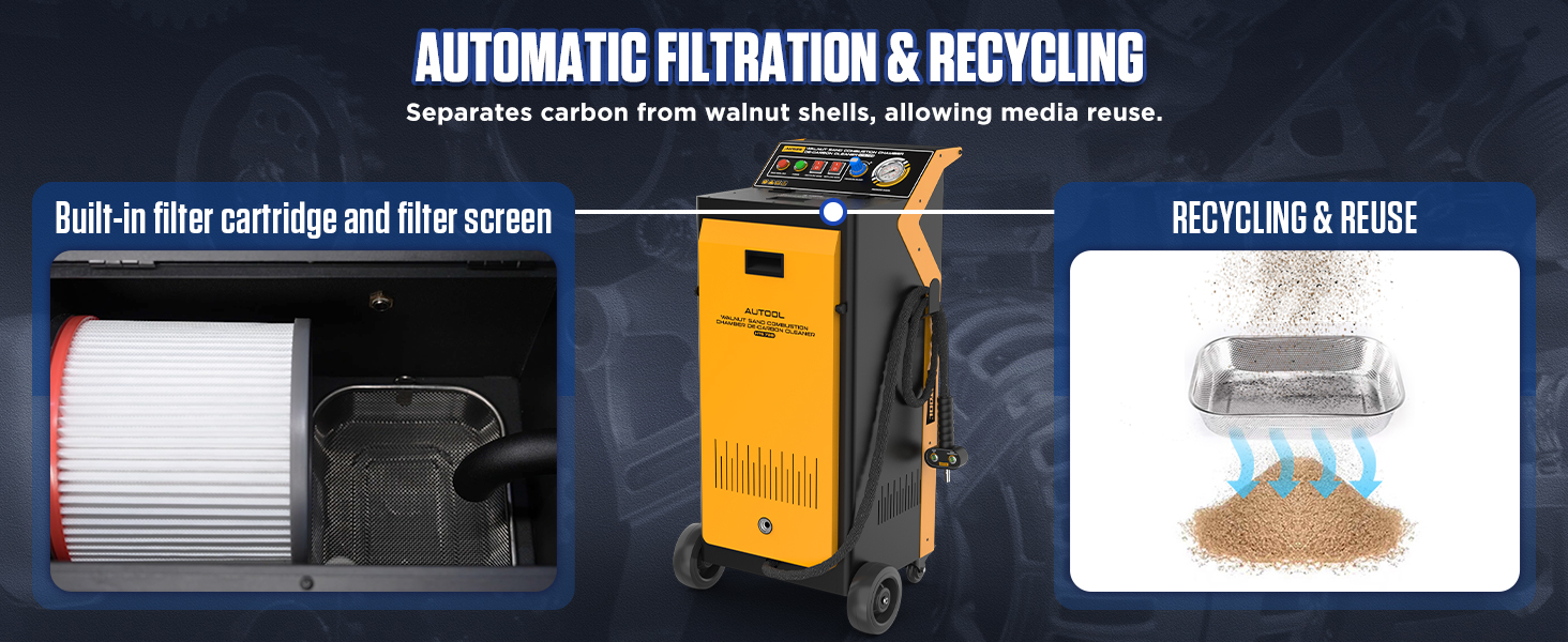 AUTOOL HTS728 HEPA filtration and walnut media recovery system