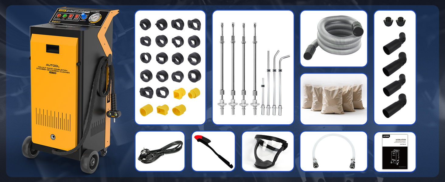 AUTOOL HTS728 package contents, nozzles, adapters and accessories