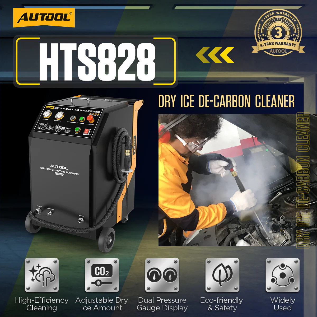 AUTOOL HTS828 automotive dry ice carbon cleaning machine