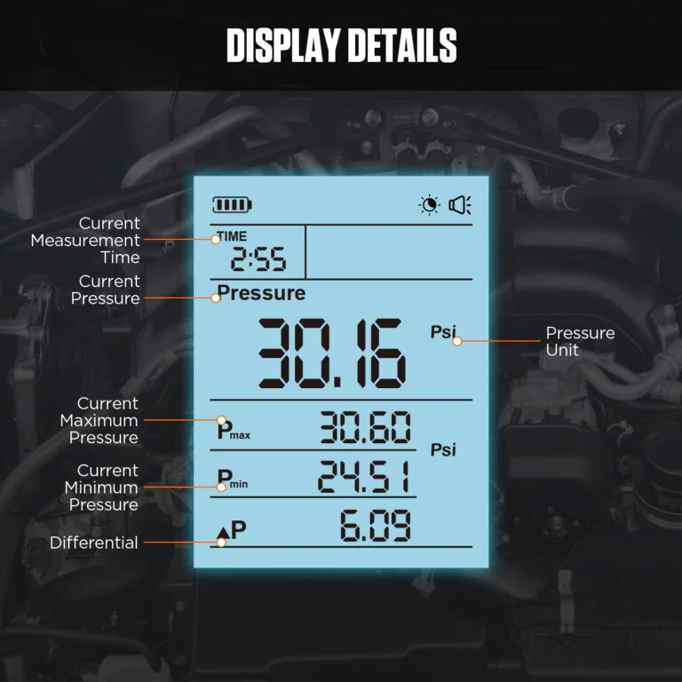 AUTOOL PT630 Digital Fuel Pressure Gauge-7 AUTOOL PT630 Dijital Yakıt Basınç Göstergesi