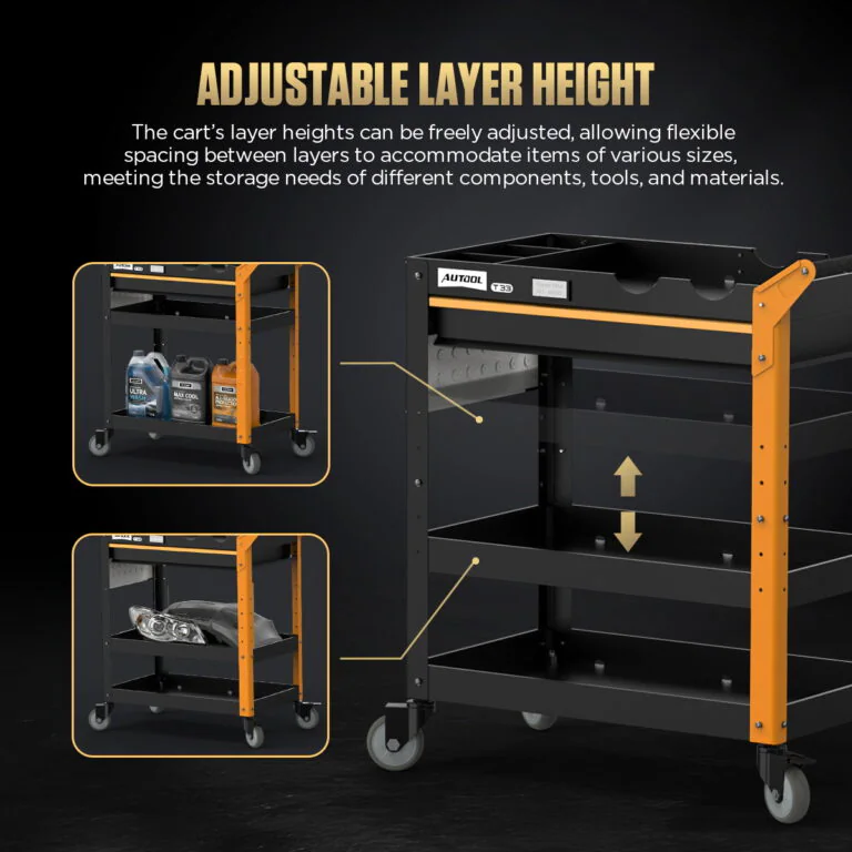 AUTOOL T33 Three-Tier Workshop Tool Cart with Drawer