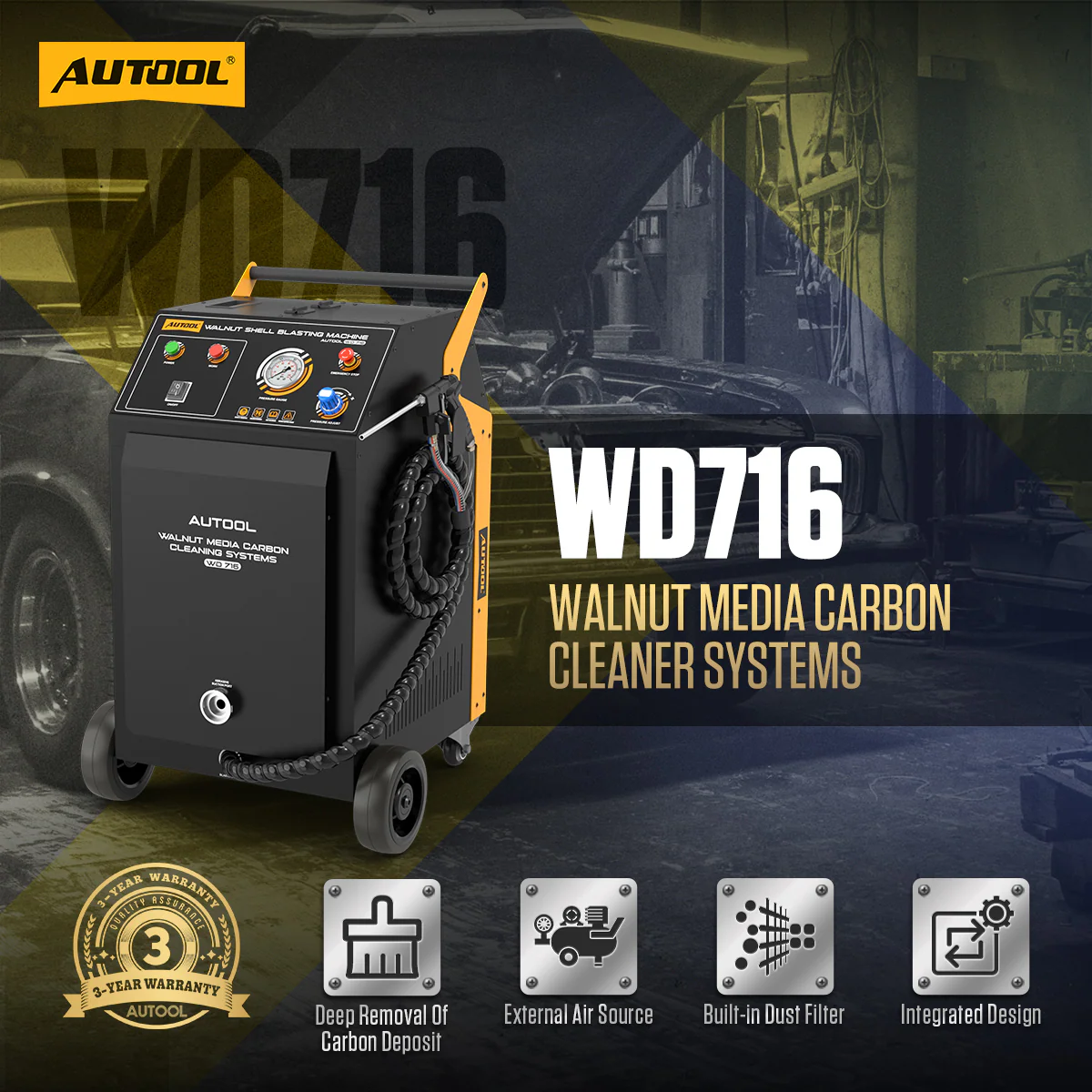AUTOOL WD716 walnut shell blasting carbon cleaner