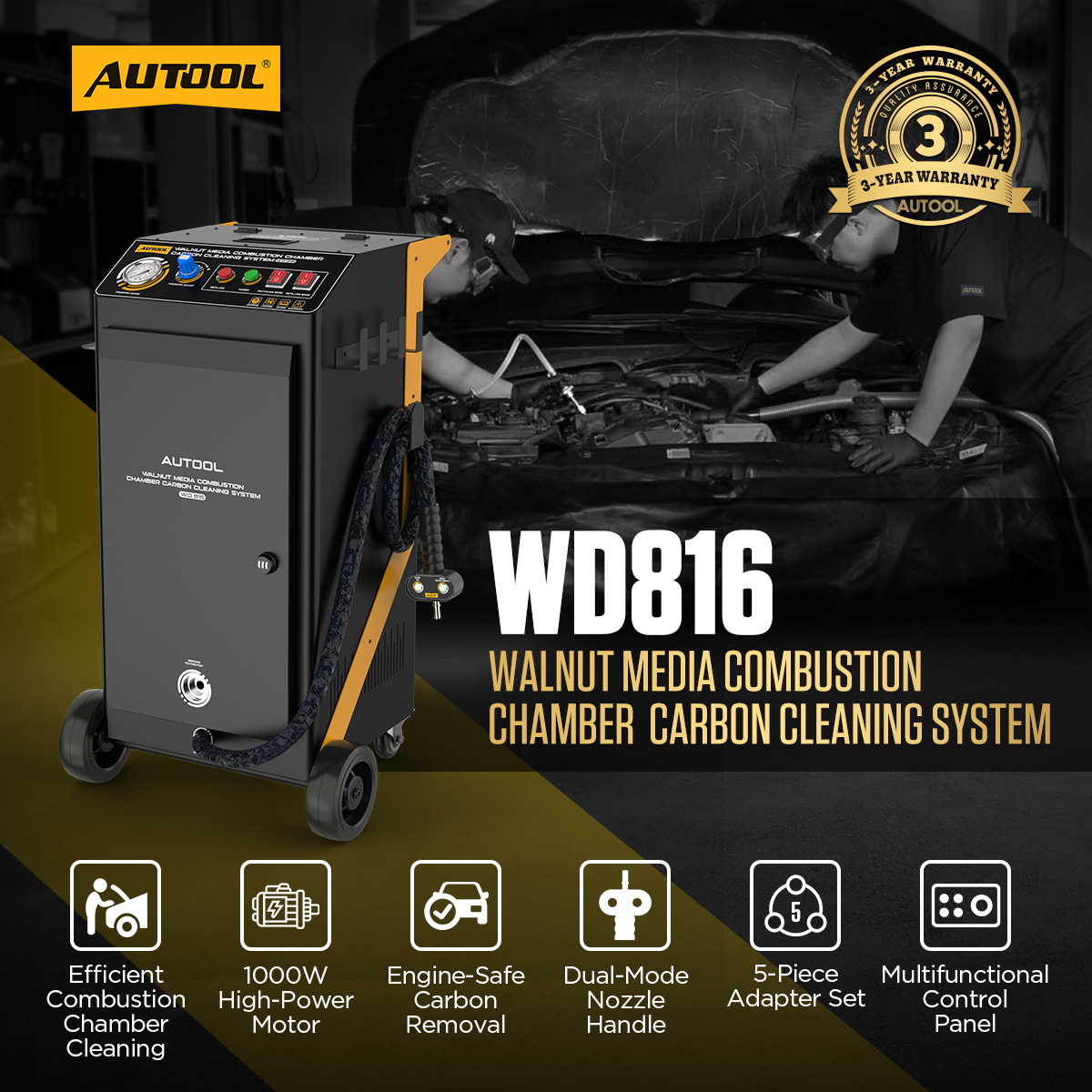 AUTOOL WD816 walnut shell blasting carbon cleaner