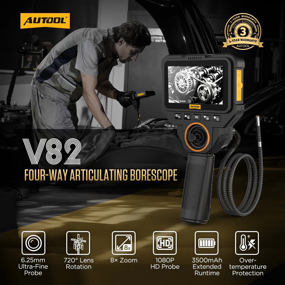 AUTOOL V82 articulating borescope