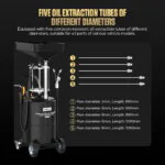 AUTOOL OD720 with five oil extraction tubes in different diameters and lengths for different vehicle oil ports.