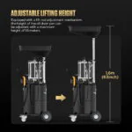 AUTOOL OD720 shown at low and raised drain-pan positions with adjustable lifting height up to 1.6 meters or 63 inches.