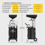 AUTOOL OD720 product specifications chart with front and side dimensions and operating pressure, capacity, vacuum and weight data.