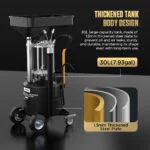 AUTool OD710 with a cutaway graphic highlighting its 30-liter tank made from 1.5-millimeter thickened steel plate.