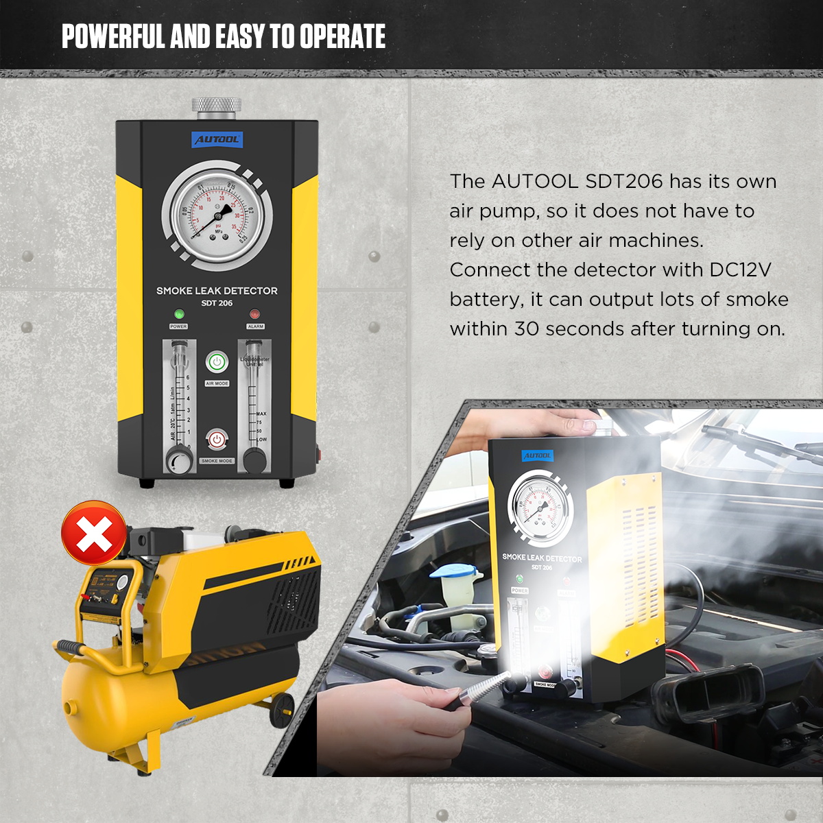 AUTOOL SDT206 built-in air pump does not require an external air machine