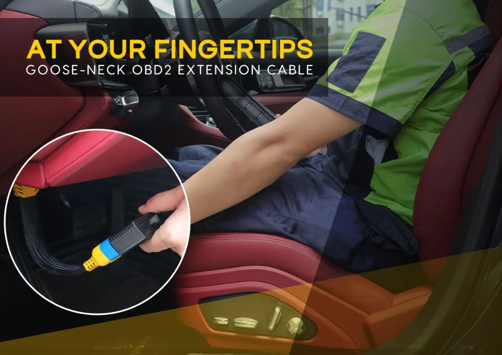 AUTOOL OBD2 extension cable keeps the diagnostic adapter connection at your fingertips