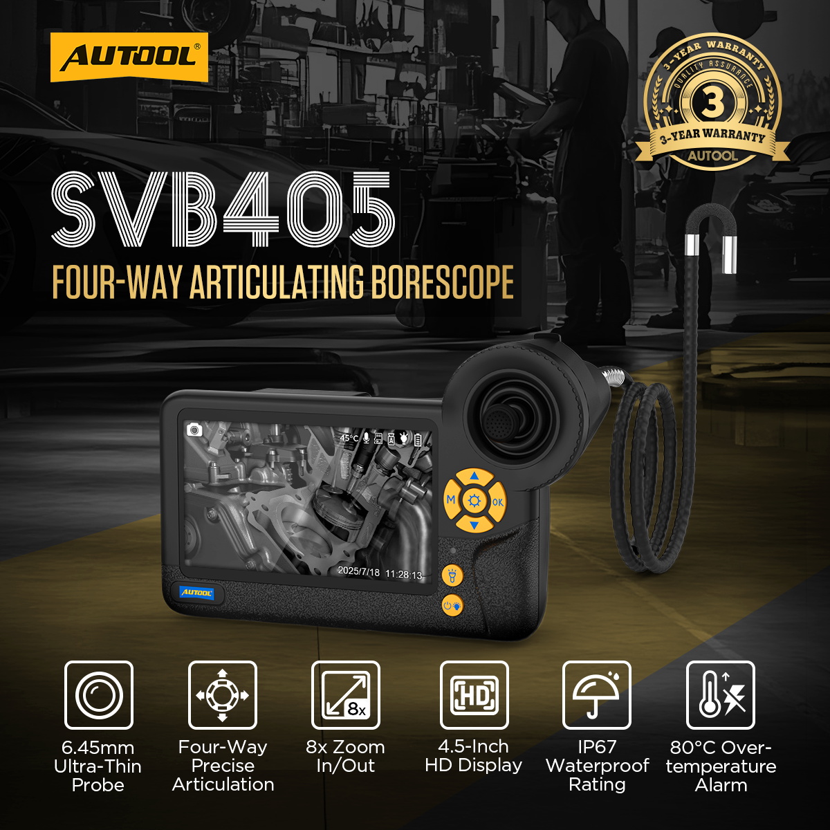AUTOOL SVB405 four-way articulating borescope main product image
