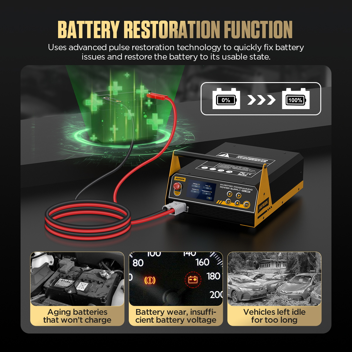 AUTOOL EM385 battery restoration function feature