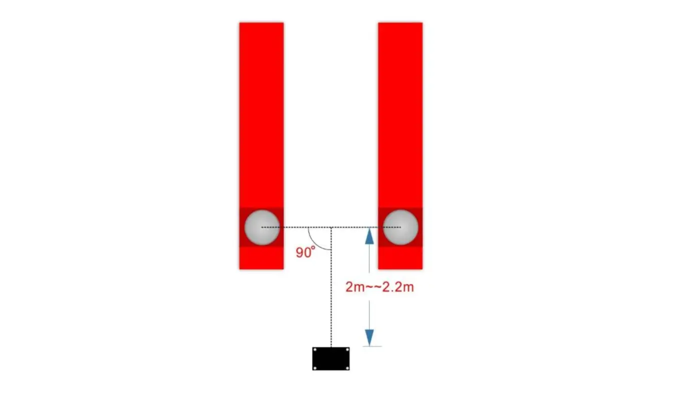 AUTOOL XC505 recommended 2m to 2.2m distance between aligner and vehicle