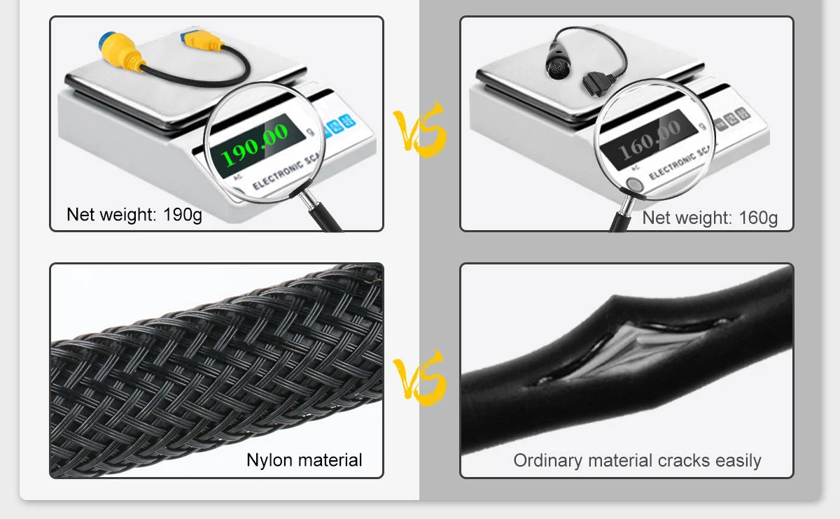 AUTOOL OBD2 extension cable nylon material and 190g weight feature image