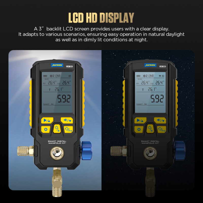 AUTOOL LM130 LCD HD display in bright and dark environments