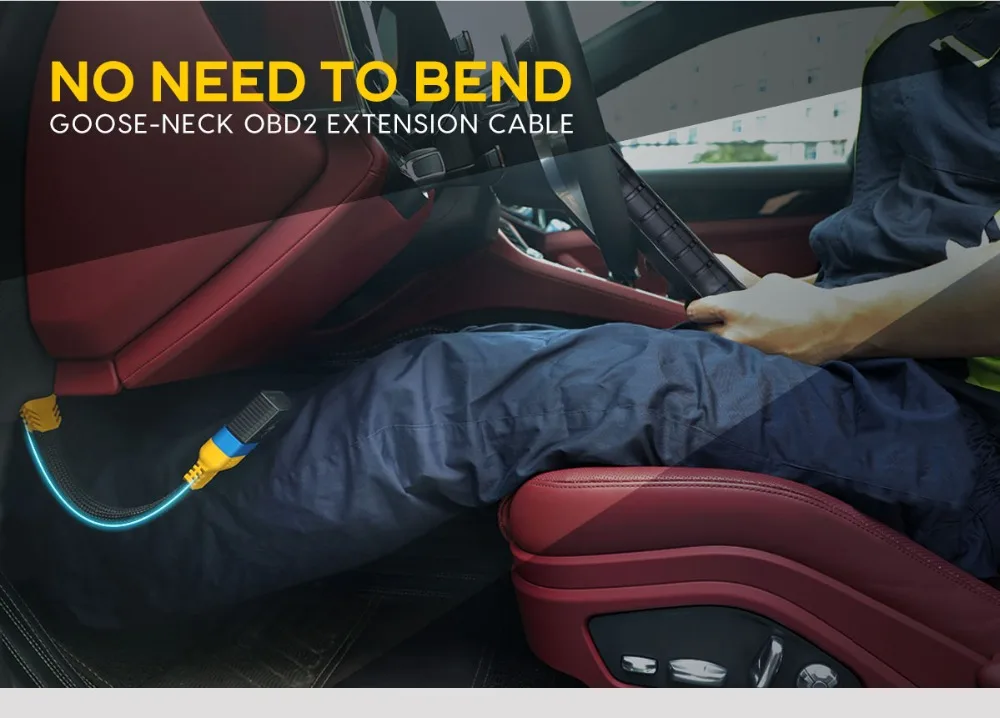 AUTOOL goose-neck OBD2 extension cable no need to bend down during diagnostic connection