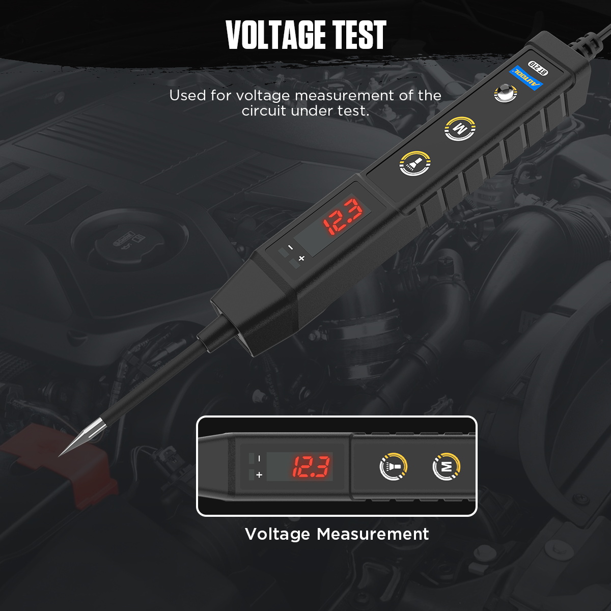 AUTOOL BT210 voltage test and voltage measurement display