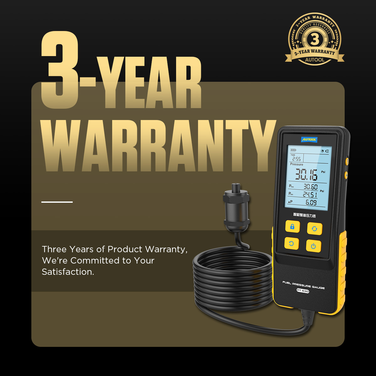 AUTOOL PT630 fuel pressure gauge three year warranty image