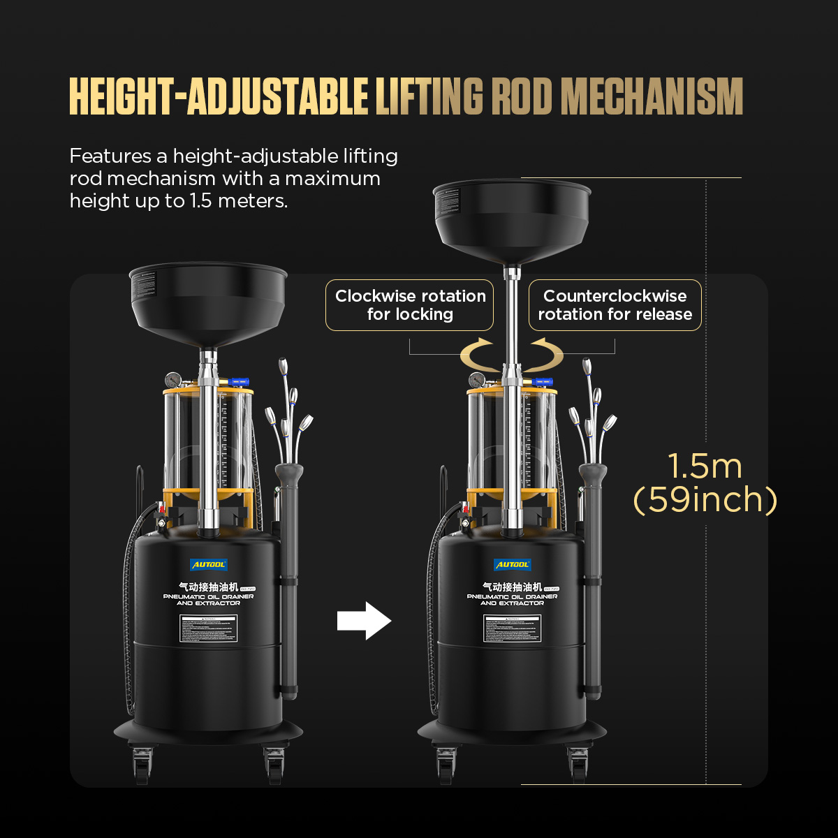 AUTOOL OD720 height adjustable lifting rod mechanism up to 1.5 meters