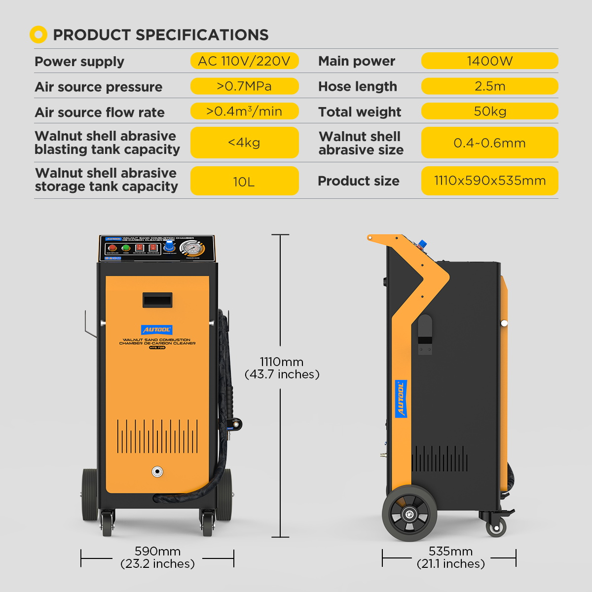 AUTOOL HTS728 product specifications chart