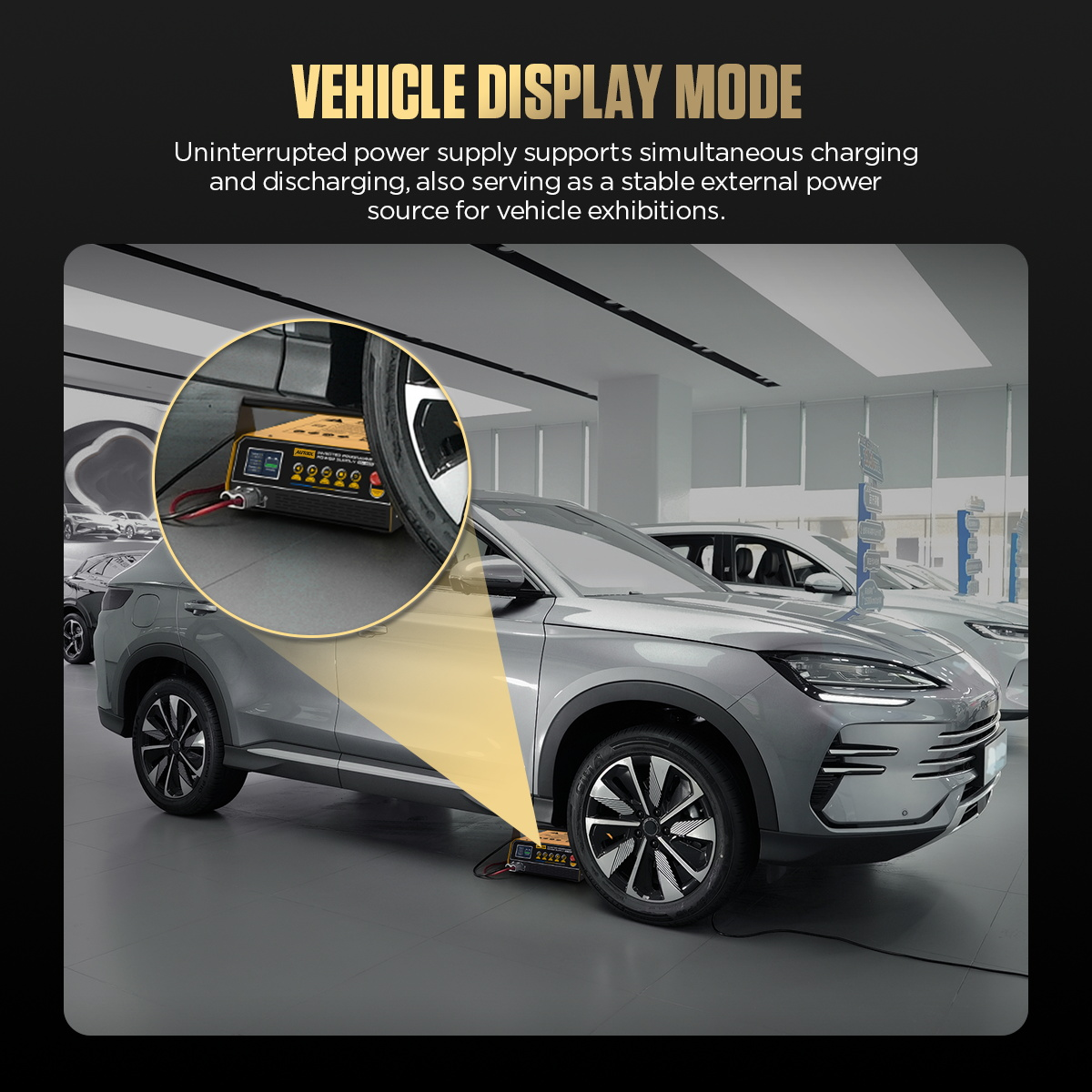 AUTOOL EM365 vehicle display mode for car showroom external power support