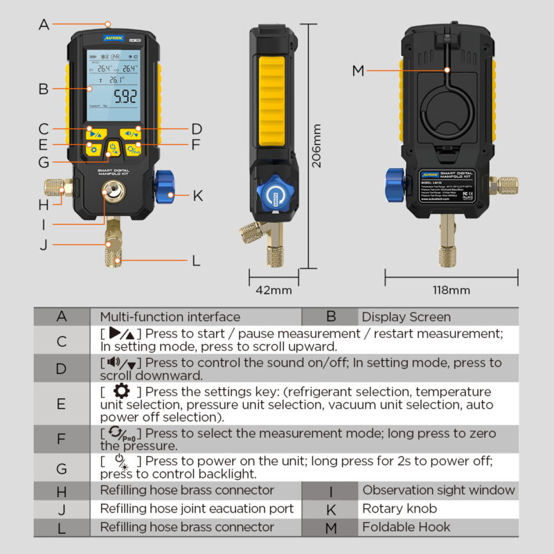 AUTOOL LM130 product structure and interface details