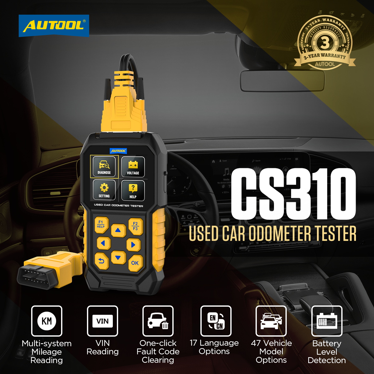 AUTOOL CS310 used car odometer scanner main feature image