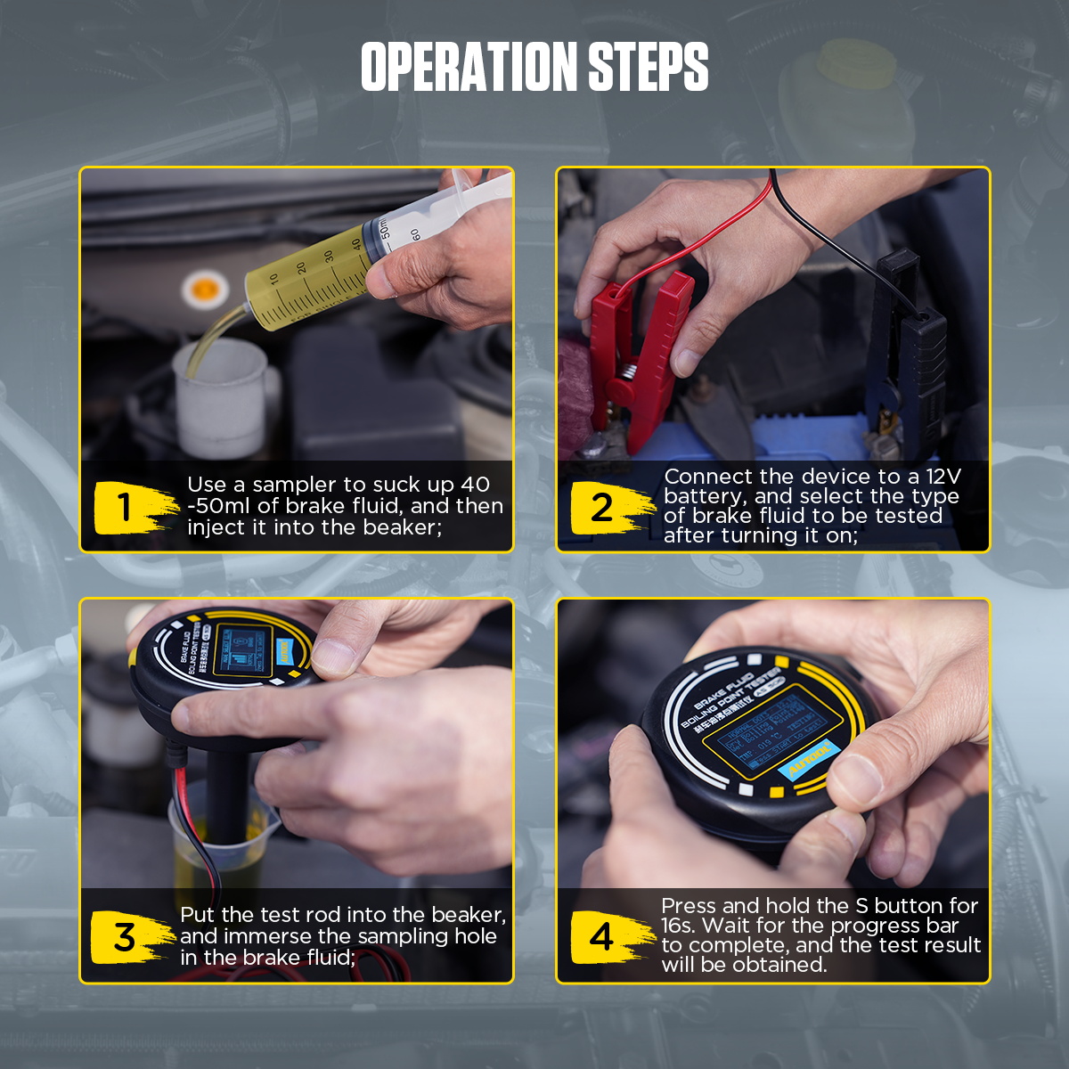 AUTOOL AS506 brake fluid tester operation steps