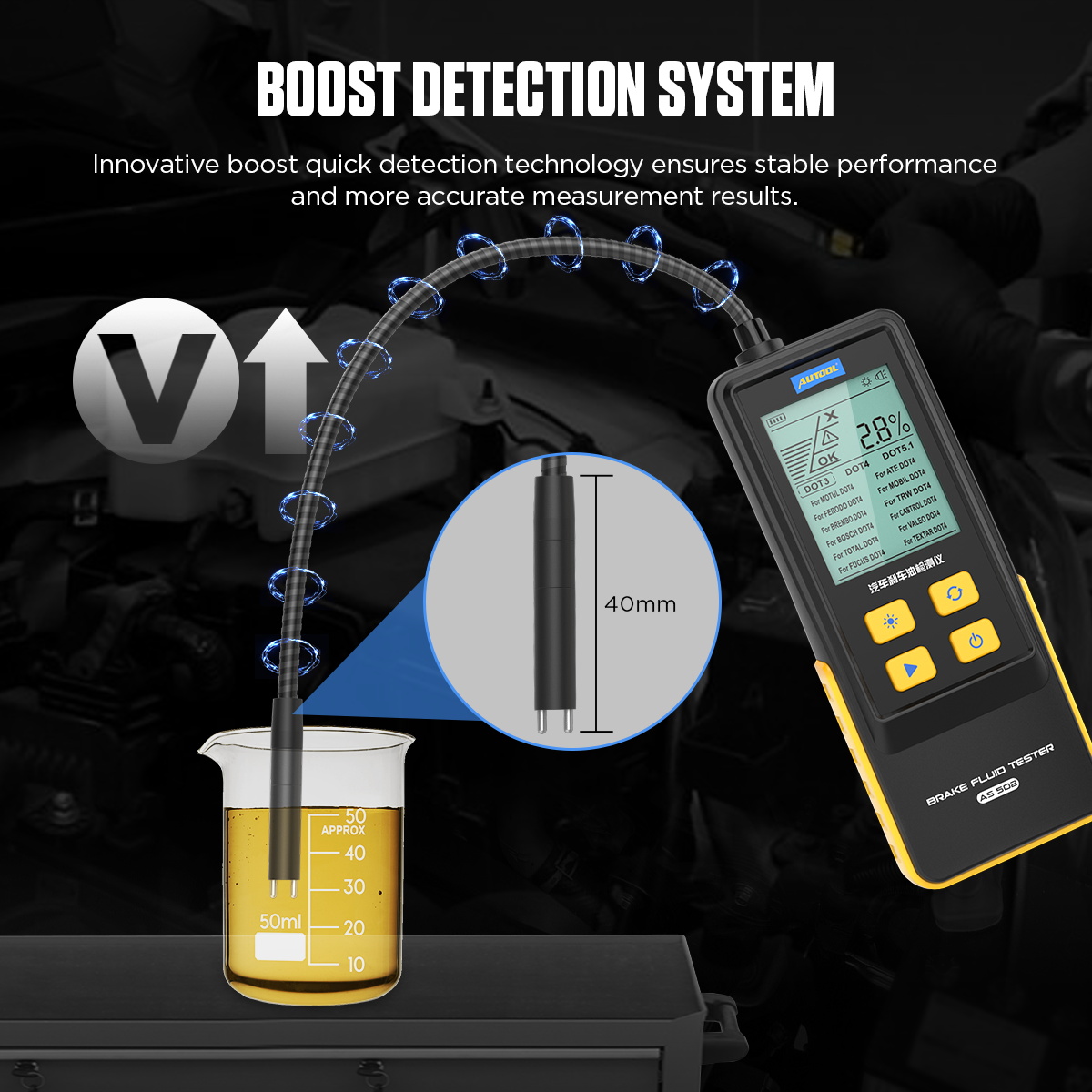 AUTOOL AS502 pressure boost detection system feature image