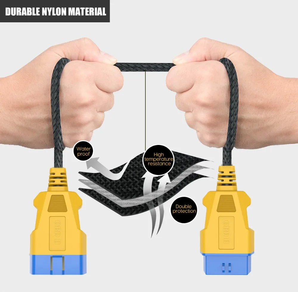 AUTOOL OBD2 extension cable durable nylon material and double protection
