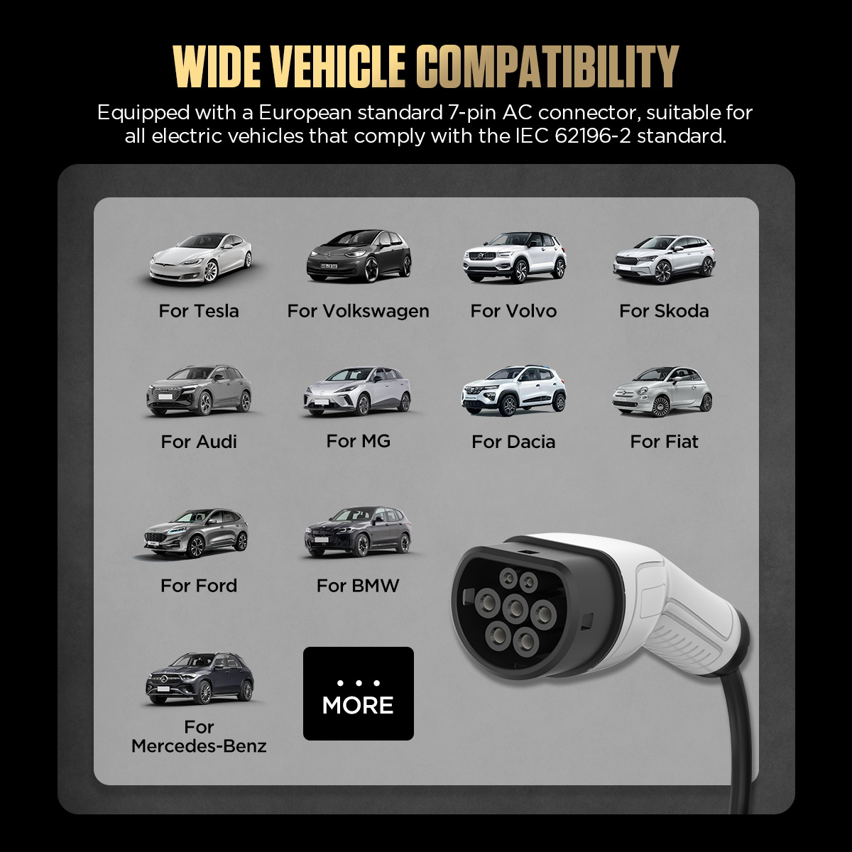AUTOOL C701 wide vehicle compatibility image showing Tesla, Volkswagen, Volvo, Skoda, Audi, MG, Dacia, Fiat, Ford, BMW, Mercedes-Benz and more