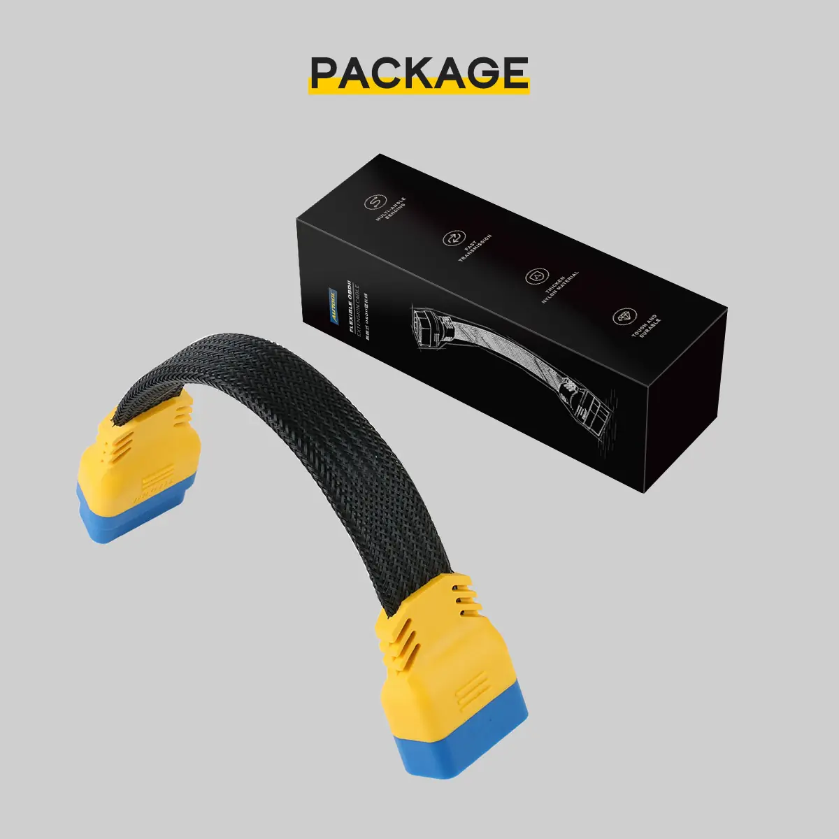 AUTOOL 60cm OBD2 extension cable and package box