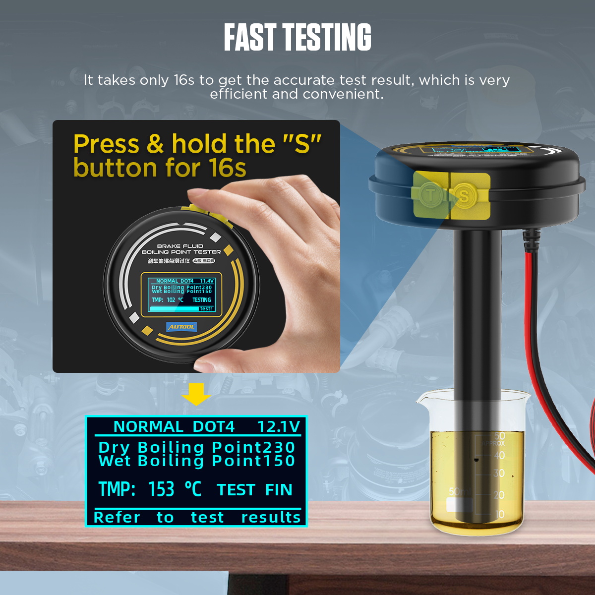 AUTOOL AS506 16 second fast brake fluid boiling point test